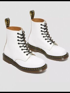 Dr. Martens 1460 Smooth Leather Lace-Up Boots in White